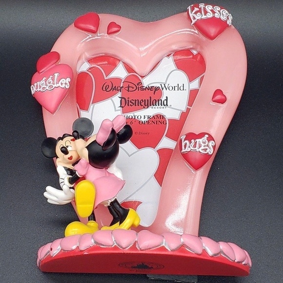 Disney's Mickey & Minnie Kisses Snuggles Hugs Heart 4" X 6" Photo Frame - Picture 2 of 7